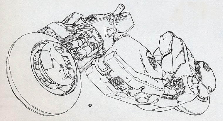 Boceto de la moto de Kaneda